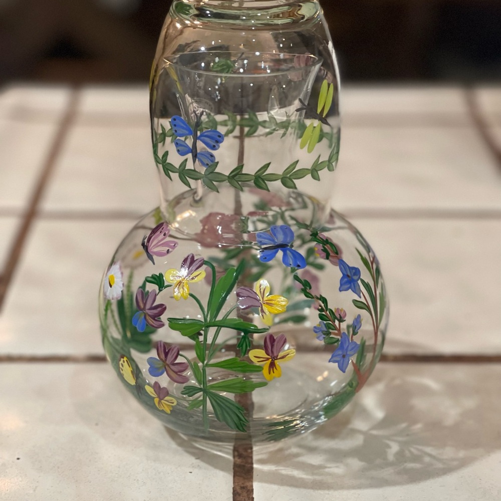 Floral Hand-Painted Bedside Carafe